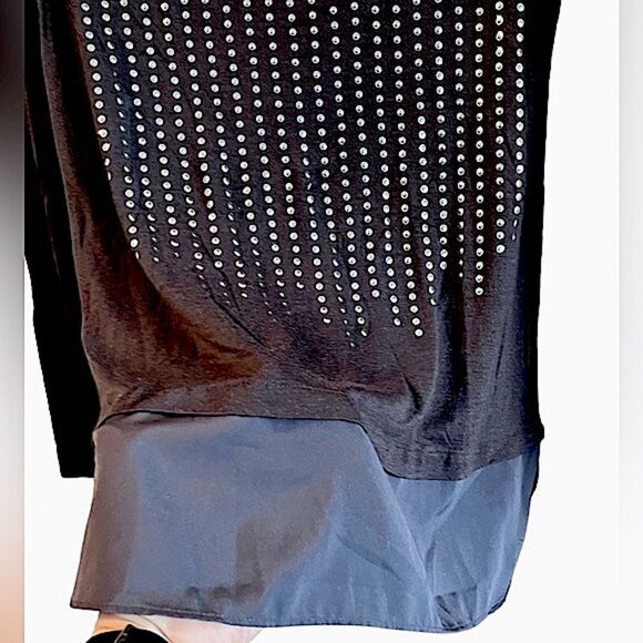 APT 9 Studded Layered Long Sleeve Black Tunic Top Medium lightweight - Picture 6 of 15